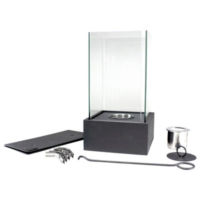 Modern Black Glass Bio Ethanol Tabletop Fireplace