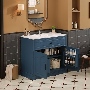 Modern Farmhouse Bathroom Vanity, 36" Single Sink Bathroom Vanity with Storage Cabinet, Adjustable Shelf - 1 of 4