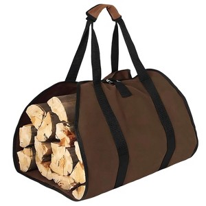 iMountek Firewood Carrier Bag with Handle Wear-Resistant Fireplace Logs Holder Side Opening For Indoor Fireplace Outdoor Camping Coffee  Color - 1 of 4