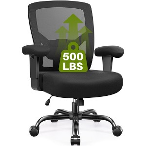 KERDOM Big and Tall Office Chair 500lbs Heavy Duty Ergonomic Mesh Desk Chair, Black - 1 of 4