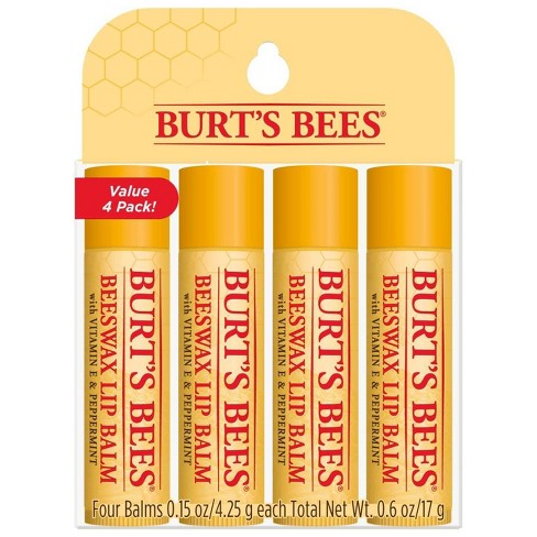 Burt's Bees Lip Balm - Beeswax - 4ct/0.6oz : Target