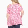 Plus Size Cold Shoulder Leopard Print Short Sleeve Tunic Top White Mark - 3 of 4