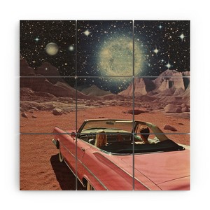 Samantha Hearn Pink Car in Space Vintage Wood Wall Mural - society6 - 1 of 2