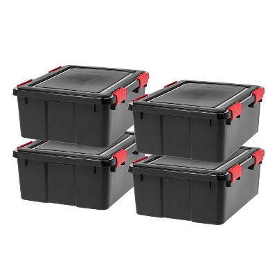 IRIS 4-Pack Heavy Duty Plastic Storage Box Large 19-Gallons (78-Quart)  Black Heavy Duty Tote with Latching Lid in the Plastic Storage Containers  department at