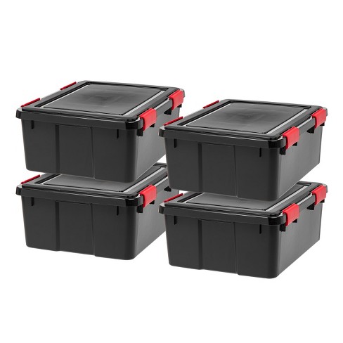 IRIS USA 4 Pack 91qt Large Clear View Plastic Storage Bin with Lid and  Secure Latching Buckles, Red