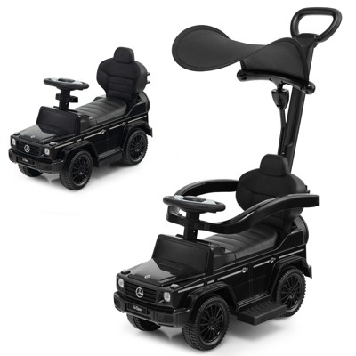 Infans 3 in 1 Ride on Push Car Mercedes Benz G350 Stroller Sliding Car w/ Canopy Black