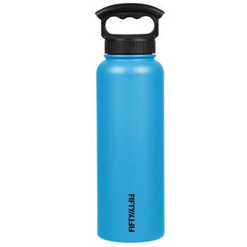 FIFTY/FIFTY 40oz Bottle with 3-Finger Grip Cap Crater Blue