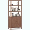 COUCHETA 71Inch Farmhouse Bookcase with Adjustable Shelves and Storage Cabinet, X-Frame Design, Brown - 3 of 4