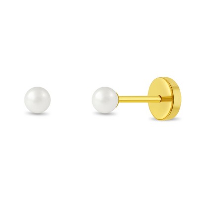 Girls' Freshwater Cultured Pearl Push Back 18k Gold Earrings - In Season Jewelry