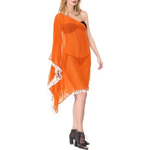 LA LEELA Women's Summer Holiday Swimwear Short Swim Suit Loose Beach Wear Dress Coverups Bathing Suit Cover-up - 1 of 4