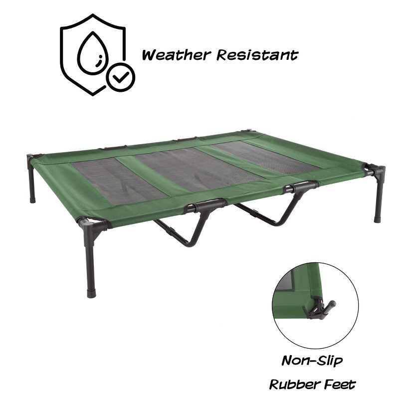 Pet Adobe Pet Portable Indoor/Outdoor Elevated Pet Bed - Raised Cot-Style Bed for Dogs & Cats - 48" x 35.5", Green, 4 of 8