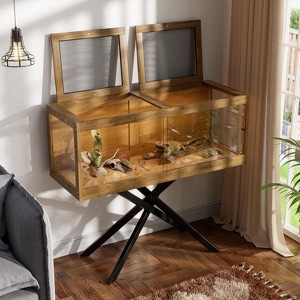 PAKASEPT Bearded Dragon Tank with Leg, 80 Gallon Tempered Glass Lizard Tank and Reptile Enclosure, Reptile Tank with Metal Mesh, for Snakes,Chameleon - 1 of 4