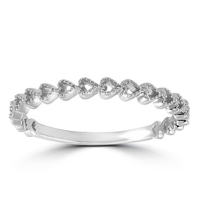 Pompeii3 14k White Gold Heart Shape Stackable Womens Ring Wedding Band