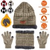 NPolar Winter Knitted Hat Scarf Gloves 3Pcs Winter Warm Beanie and Touch Screen Gloves Scarf Set for Men Women - 3 of 4