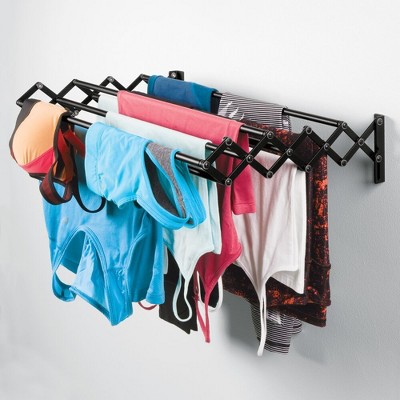 Black Steel Wall Mount Accordion Expandable Drying Rack