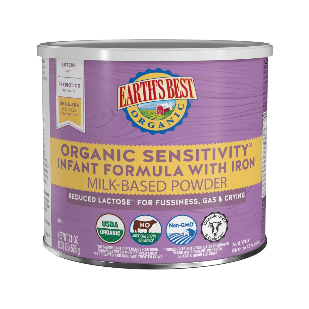 Earth's Best Organic Sensitivity Powder Infant Formula - 21oz: Gas, Brain & Eye Development, Immune Support