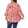 Agnes Orinda Women's Plus Size Floral V Neck Ruffle Sleeve Loose Fit Babydoll Peplum Blouse - 4 of 4