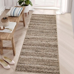 Acekool 5x7 Green Washable Area Rug, Modern Solid Braid Print, Non-Slip, Stain Resistant, Low Pile Accent Carpet for Living Room Bedroom - 1 of 4