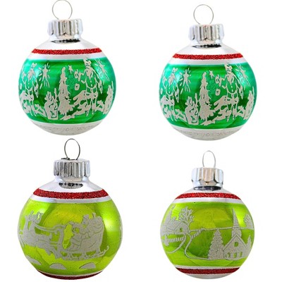 Christopher Radko 2.0 Inch Vintage Flocked Ornament Set Scene Holidays Tree Ornament Sets