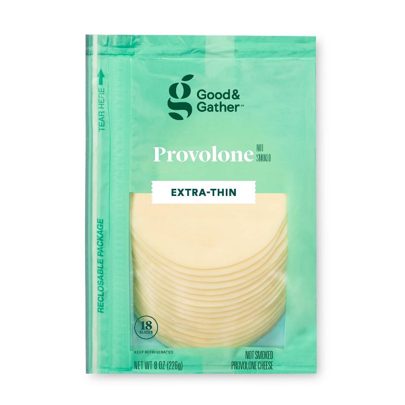 Extra-Thin Provolone Deli Sliced Cheese - 8oz/18 slices - Good &#38; Gather&#8482;, 1 of 5