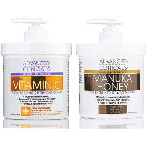 Advanced Clinicals Vitamin C Cream & Manuka Honey Body Lotion. Anti-Aging Bundle for Face & Body Moisturizer, Two - 16  Oz. - 1 of 4