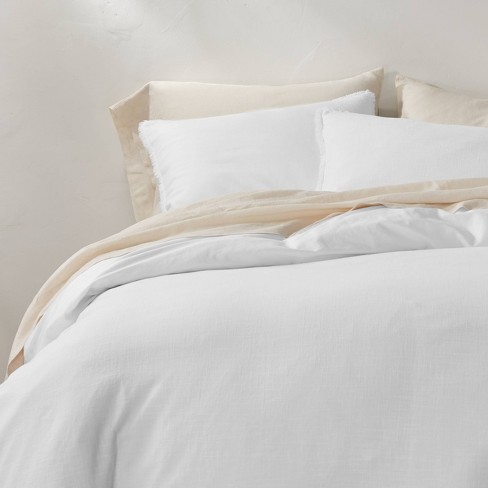 Bedsure Linen Duvet Cover Queen - Linen Cotton Blend Duvet Cover Set, White  Linen Duvet Cover, 3 Pieces, 1 Duvet Cover 90x90 Inches and 2 Pillowcases