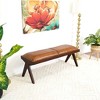 TiramisuBest Mid Century Modern Tan Leather Bench - Brown, Tan Genuine Leather, Solid Wood Entryway Bench, 16.1L x 47.5W - 2 of 4