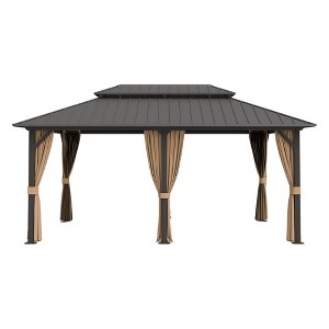 YARDSIGHT Hardtop Patio Gazebo with Aluminum Frame, Double Roof Canopy, Curtains & Netting, All-Weather Shelter for Backyard & Garden - 1 of 4
