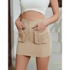 Womens High Wasit Cargo Skirts Bodycon Mini Skirts with Pockets Solid Stretchy Skirts with Plain Hem - 2 of 4