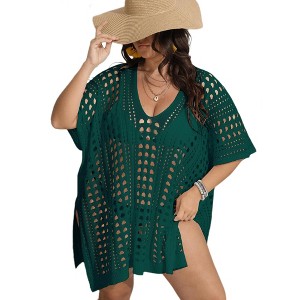Womens Swimsuit Cover Up Hollow Out Swimwear Beach Bathing Suit Bikini Coverups Regular - 1 of 4