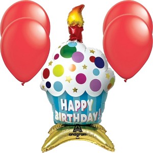 LoonBalloon 21 Inch Cupcake Birthday Balloon with 4 latex balloons- Festive & Fun - 1 of 3