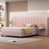 Queen Size Upholstered Platform Bed with Big Headboard, Bedroom Furniture - 2 of 4