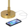 360 Lighting Brynn 25 1/2" High Industrial Desk Lamp Dual USB Port Gold Brass Finish Metal Single White Cone Shade Home Office Living Room Charging - 3 of 4