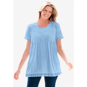 Woman Within Lace-Trim Pintucked Tunic - 1 of 4