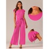 Allegra K Women's Sleeveless Ruffle High Waist Wide Legs Belted Jumpsuits - 2 of 4
