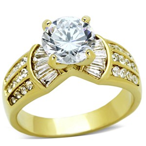 Slickblue Women’s IP Gold Stainless Steel Ring with Clear CZ, Pave Design, Engagement Ring, size 5-10 - 1 of 4