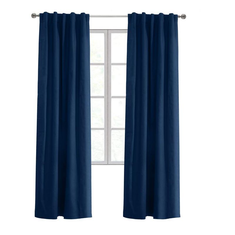 Thermalogic Weathermate Topsions Room Darkening Provides UV Protection Curtain Panel Pair Navy, 2 of 6