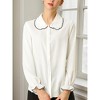 Allegra K Women's Sweet Ruffle Peter Pan Collar Long Sleeves Button Down Shirt - 2 of 4