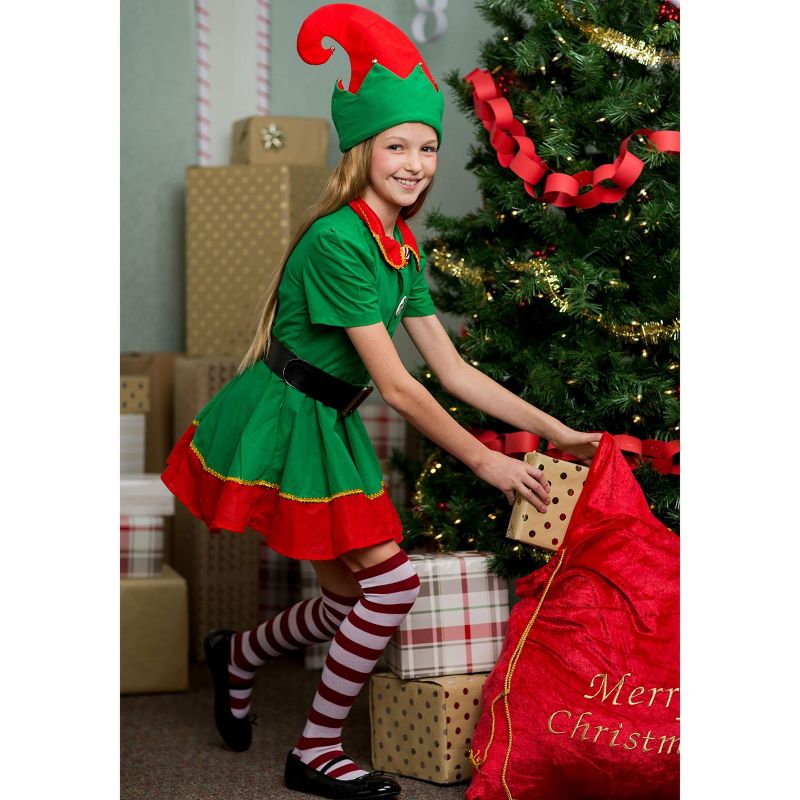 HalloweenCostumes.com Girls Holiday Elf Costume, 5 of 7