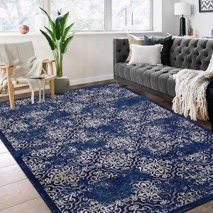 Area Rug 5'x7' Washable Living Room Accent Rug Indoor Vintage Distressed Carpet Low Pile Bedroom Office Dining Room Grey - 1 of 4