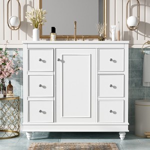 36" Contemporary Bathroom Vanity With Sink, 4 Drawers, 1 Cabinet Door and Adjustable Shelves 4W - ModernLuxe - 1 of 4