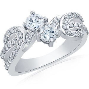 Pompeii3 1ct 2 Stone Forever Us Diamond Ring 14kt White Gold - 1 of 4
