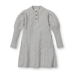 Girls' Organic Long Sleeve Mock Neck Button Placket Sweater Dress, Kids - 1 of 3