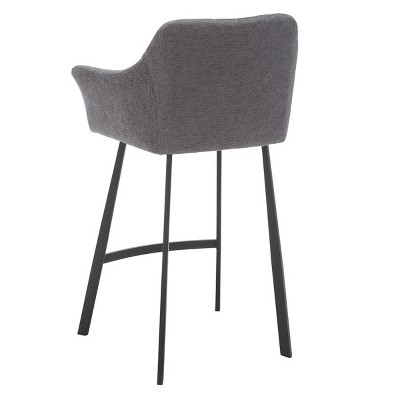 Rodi Gray and Black Leather and Fabric Counter Stool