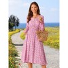 Seta T Women's Fall Casual Long Sleeve V Neck Midi Floral Boho Flowy Dress - 3 of 4