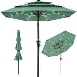 Best Choice Products 10ft 3-Tier Solar Patio Umbrella w/ 24 LED Lights, Tilt Adjustment, Easy Crank - 1 of 4