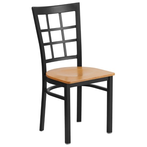 Hercules Series Black Ladder Back Metal Restaurant Chair - Burgundy Vinyl Seat - Flash Furniture