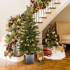 LuxenHome 4.25Ft Pre-Lit Artificial Green Fir Christmas Tree with Metal Pot, Potted Porch Tree with Lights - 2 of 4