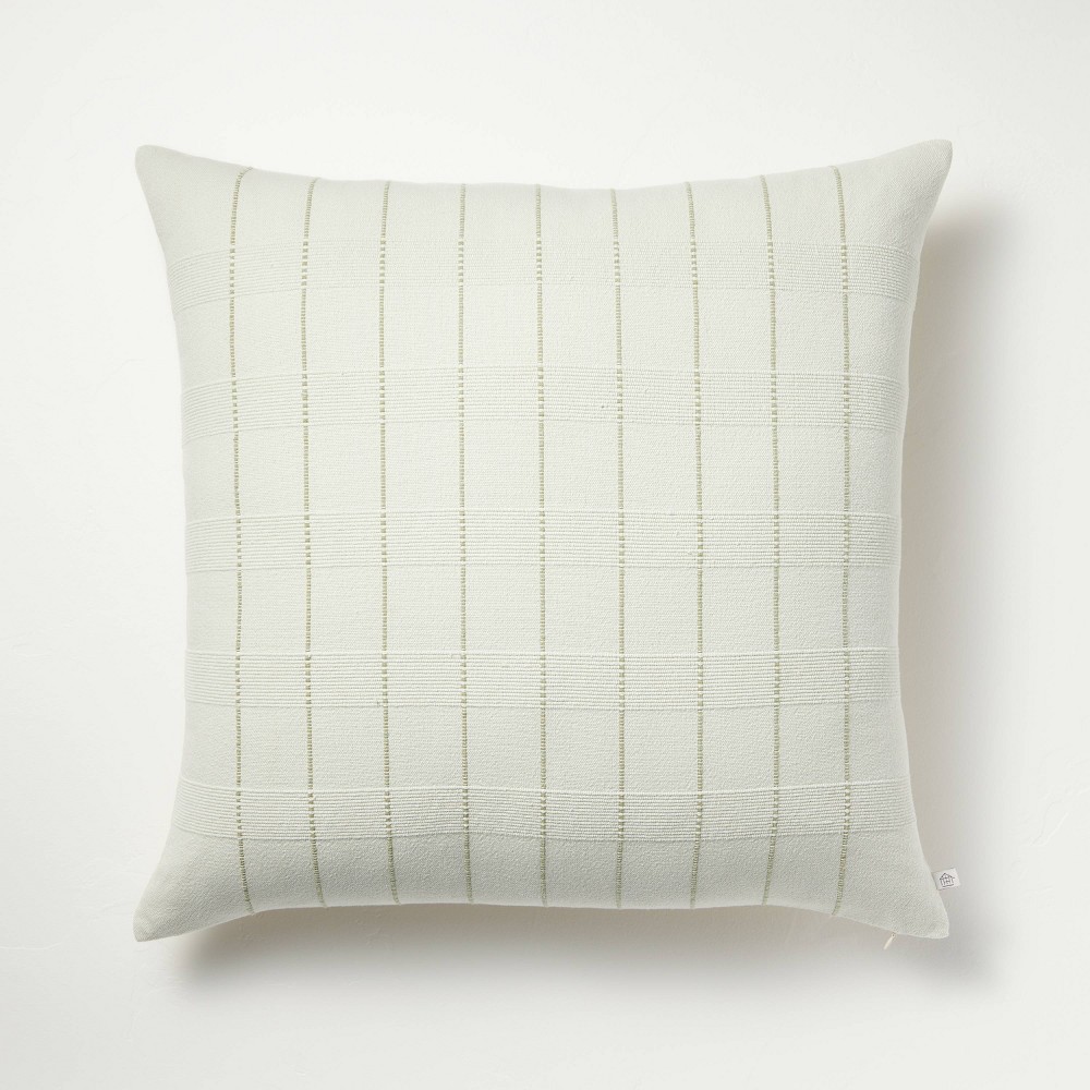 24"x24" Textural Multistripe Square Throw Pillow Light Green - Hearth & Hand™ with Magnolia