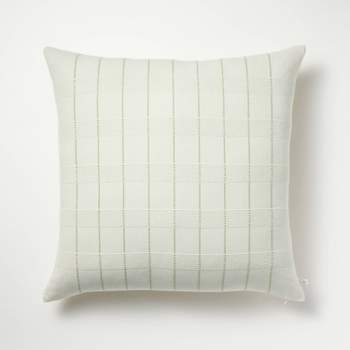 24"x24" Textural Multi-Stripe Square Throw Pillow Light Green - Hearth & Hand™ with Magnolia